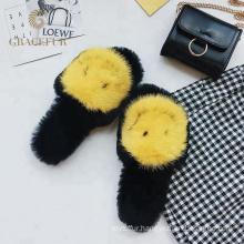 Exquisite designer fur slippers with mink fur